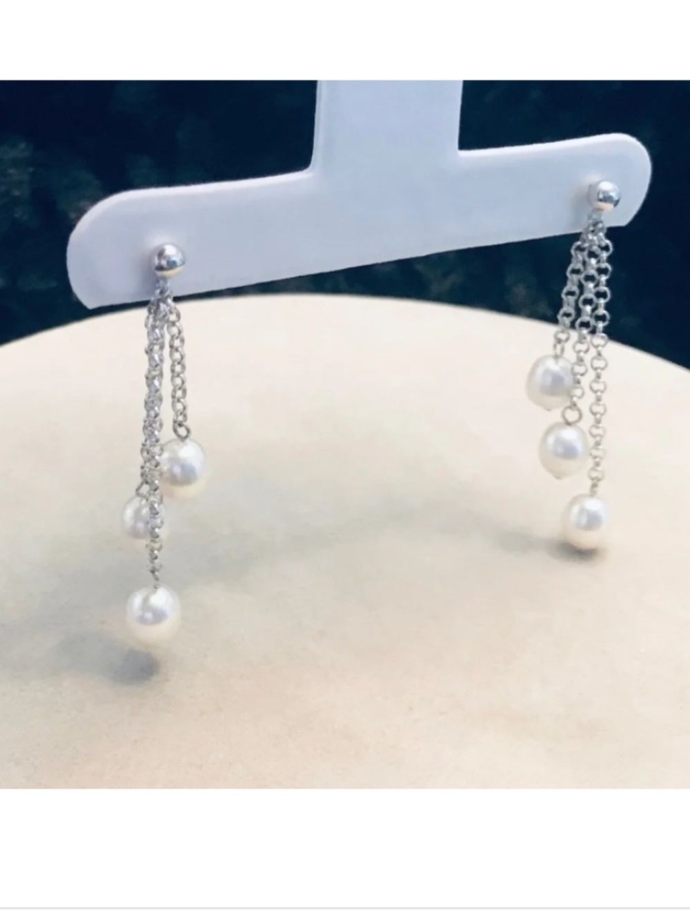 Roz Kwan 925 Sterling Silver Freshwater Pearl Dangle Drop Earrings